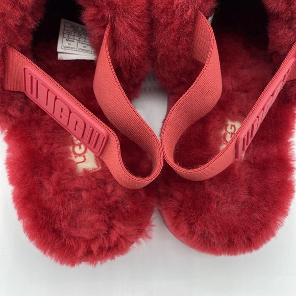 UGG Women's SUPER FLUFF SLIPPERS in RIBBON RED sz 8 1121751-NEW w/marks on soles - Picture 11 of 15